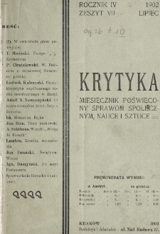 Krytyka : miesięcznik społeczny, naukowy i literacki. R. 4, z. 7 (1902)