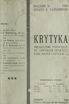 Krytyka : miesięcznik społeczny, naukowy i literacki. R. 4, z. 10 (1902)