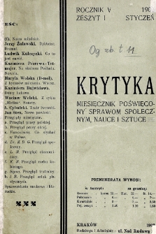 Krytyka : miesięcznik społeczny, naukowy i literacki. R. 5, z. 1 (1903)