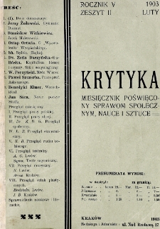 Krytyka : miesięcznik społeczny, naukowy i literacki. R. 5, z. 2 (1903)