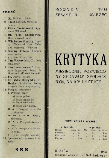 Krytyka : miesięcznik społeczny, naukowy i literacki. R. 5, z. 3 (1903)