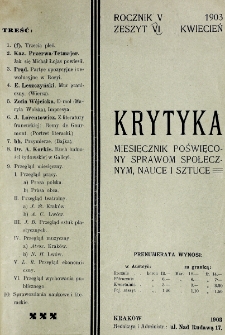 Krytyka : miesięcznik społeczny, naukowy i literacki. R. 5, z. 4 (1903)