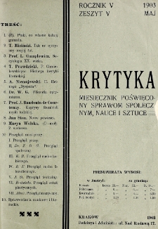 Krytyka : miesięcznik społeczny, naukowy i literacki. R. 5, z. 5 (1903)