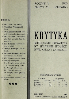 Krytyka : miesięcznik społeczny, naukowy i literacki. R. 5, z. 6 (1903)