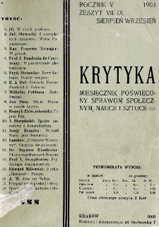 Krytyka : miesięcznik społeczny, naukowy i literacki. R. 5, z. 8/9 (1903)