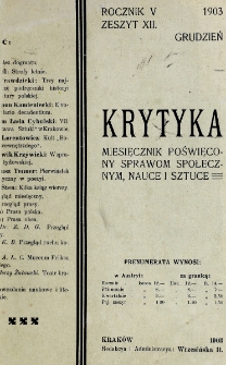 Krytyka : miesięcznik społeczny, naukowy i literacki. R. 5, z. 12 (1903)