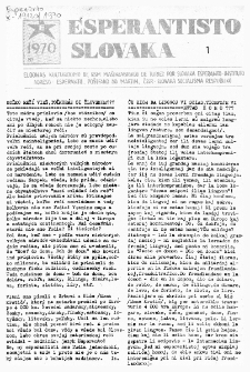 Esperantisto Slovaka. No 1 (1970)