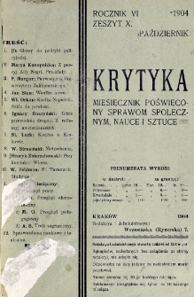 Krytyka : miesięcznik społeczny, naukowy i literacki. R. 6, z. 10 (1904)