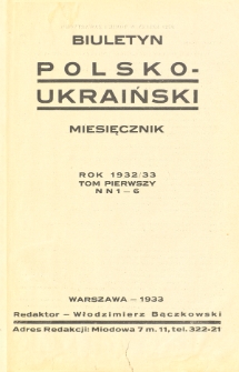 Biuletyn Polsko-Ukraiński. T. 1 (1932/33), Spis rzeczy w tomie I zawartych