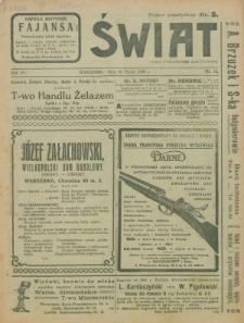 Świat : pismo tygodniowe ilustrowane poświęcone życiu społecznemu, literaturze i sztuce. R. 15 (1920), nr 12 (20 marca)