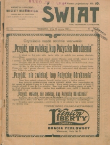Świat : pismo tygodniowe ilustrowane poświęcone życiu społecznemu, literaturze i sztuce. R. 15 (1920), nr 24 (12 czerwca)