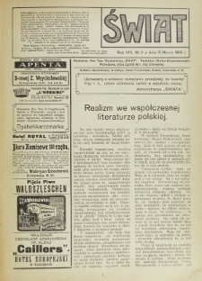 Świat : pismo tygodniowe ilustrowane poświęcone życiu społecznemu, literaturze i sztuce. R. 8 (1913), nr 11 (15 marca)
