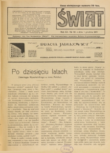 Świat : pismo tygodniowe ilustrowane poświęcone życiu społecznemu, literaturze i sztuce. R. 12 (1917), nr 48 (1 grudnia)