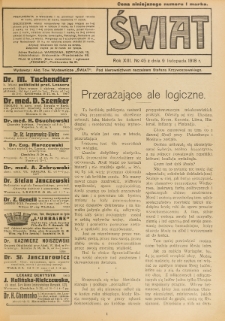 Świat : pismo tygodniowe ilustrowane poświęcone życiu społecznemu, literaturze i sztuce. R. 13 (1918), nr 45 (9 listopada)