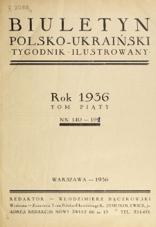 Biuletyn Polsko-Ukraiński. T. 5 (1936), Spis rzeczy w tomie V zawartych.