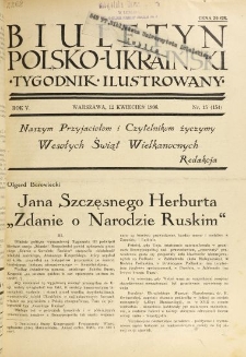 Biuletyn Polsko-Ukraiński. T. 5, R. 5, nr 15=154 (12 Kwietnia 1936)