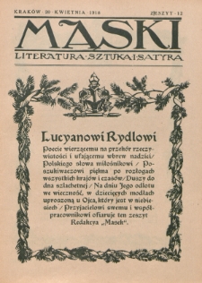 Maski : literatura, sztuka i satyra. 1918, z. 12 (20 kwietnia)