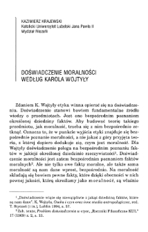Doświadczenie moralności według Karola Wojtyły / Kazimierz Krajewski.