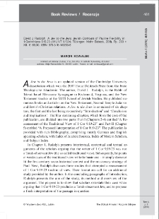 Recenzja : David J. Rudolph, A Jew to the Jews. Jewish Contours of Pauline Flexibility in 1 Corinthians 9:19-23 (WUNT II/304; T&uuml;bingen: Mohr Siebeck, 2011). Pp. 290 + XII. &euro; 69,00. ISBN 978-3-16-149293-8.