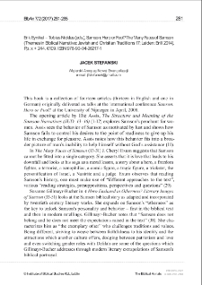 Recenzja : Erik Eynikel &ndash; Tobias Nicklas (eds.), Samson: Hero or Fool? The Many Faces of Samson (Leiden &ndash; Boston, MA: Brill 2014).
