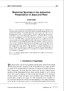 Rhetorical Syncrisis in the JohanninePresentation of Jesus and Peter.