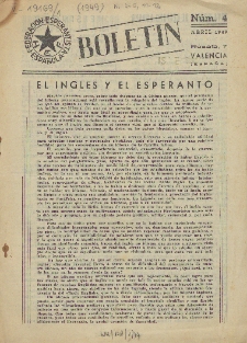 Boletín de la Federación Esperantista Española. Anno 1, n. 4 (1949)