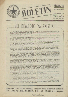 Boletín de la Federación Esperantista Española. Anno 1, n. 5 (1949)