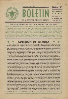 Boletín de la Federación Esperantista Española. Anno 3, n. 11 (1951)