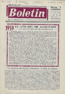 Boletín de la Federación Esperantista Española. Anno 11, n. 1 (1959)