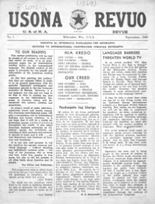 Usona revuo : United States world review : dediĉita al internacia kunlaboro per Esperanto. No. 1 (1949)