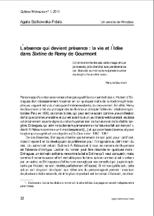 L&rsquo;absence qui devient pr&eacute;sence : la vie et l&rsquo;Id&eacute;e dans Sixtine de Remy de Gourmont.