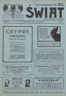 Świat : pismo tygodniowe ilustrowane poświęcone życiu społecznemu, literaturze i sztuce. R. 17 (1922), nr 10 (11 marca)