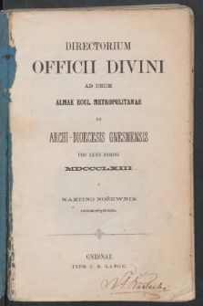 Elenchus Universi Cleri Archidioecesis Gnesnensis 1863