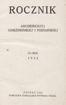 Rocznik Archidiecezyj Gnieźnieńskiej i Poznańskiej 1932