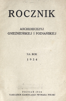 Rocznik Archidiecezyj Gnieźnieńskiej i Poznańskiej 1934