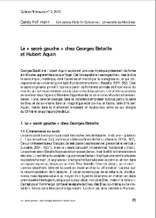 Le « sacré gauche » chez Georges Bataille et Hubert Aquin.
