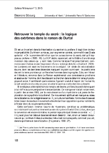 Retrouver le temple du sacré : la logique des extrêmes dans le roman de Durtal.