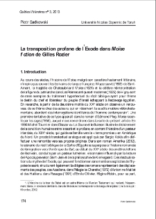 La transposition profane de l’Exode dans Moïse fiction de Gilles Rozier.