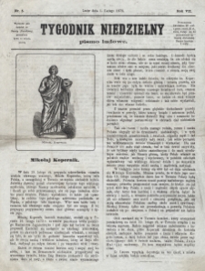 Tygodnik Niedzielny : pismo ludowe : wychodzi jako dodatek do Gazety Narodowej. R. 7 (1873), nr 5 (1 lutego)