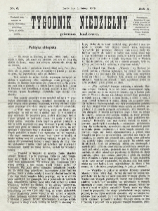 Tygodnik Niedzielny : pismo ludowe : wychodzi jako dodatek do Gazety Narodowej. R. 10 (1876), nr 6 (6 lutego)