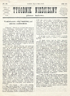 Tygodnik Niedzielny : pismo ludowe : wychodzi jako dodatek do Gazety Narodowej. R. 10 (1877), nr 12 (18 marca)