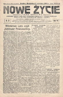 Nowe Życie : tygodnik Chrześcijańskiego Związku Demokratycznego w Grodnie. R. 7, nr 36 (21 czerwca 1924)