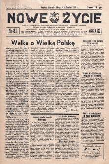 Nowe Życie : tygodnik Chrześcijańskiego Związku Demokratycznego w Grodnie. R. 19, nr 81 (14 października 1936)