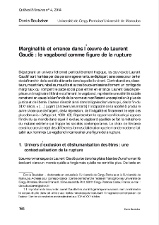 Marginalité et errance dans l’œuvre de Laurent Gaudé : le vagabond comme figure de la rupture.
