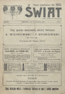 Świat : pismo tygodniowe ilustrowane poświęcone życiu społecznemu, literaturze i sztuce. R. 16 (1921), nr 42 (15 października)