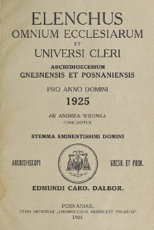 Elenchus Omnium Ecclesiarum et Universi Cleri Archidioecesium Gnesnensis et Posnaniensis pro Anno Domini 1925