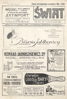 Świat : pismo tygodniowe ilustrowane poświęcone życiu społecznemu, literaturze i sztuce. R. 18 (1923), nr 4 (27 stycznia)