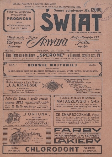 Świat : pismo tygodniowe ilustrowane poświęcone życiu społecznemu, literaturze i sztuce. R. 18 (1923), nr 31 (4 sierpnia)