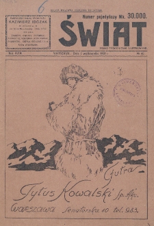 Świat : pismo tygodniowe ilustrowane poświęcone życiu społecznemu, literaturze i sztuce. R. 18 (1923), nr 40 (6 października)