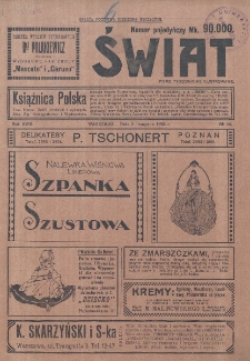 Świat : pismo tygodniowe ilustrowane poświęcone życiu społecznemu, literaturze i sztuce. R. 18 (1923), nr 44 (3 listopada)
